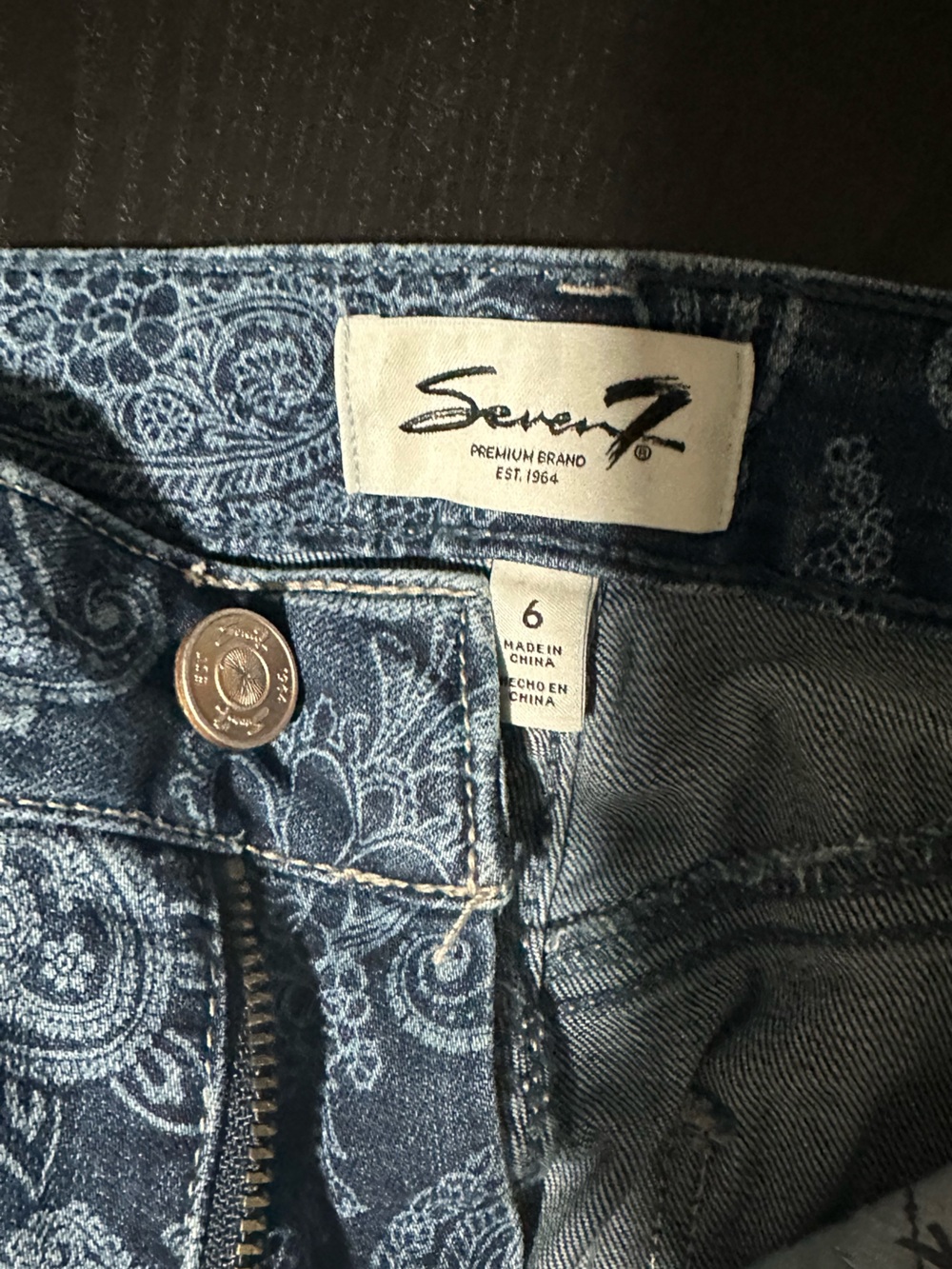 Seven7 Paisley Skinny Jeans Women’s Size 6 Blue Stretch Denim Retro Boho - Picture 6 of 7